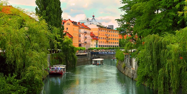 Ljubljana -Slovenia - city centre, view on the river