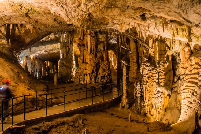 stalactites and stalagmites in an underground cavern