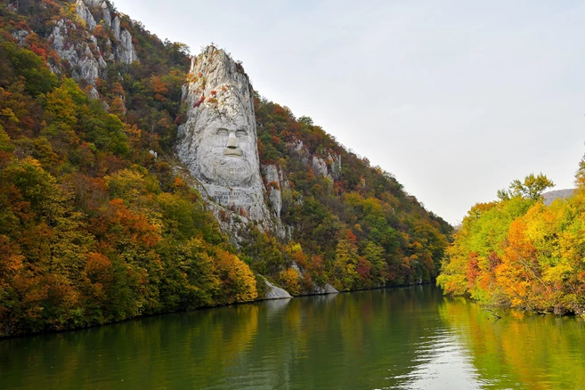 Decebals Head sculpted in rock