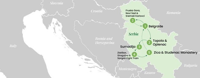 Viaje privado a Serbia: 8 días de patrimonio, naturaleza y sabor local