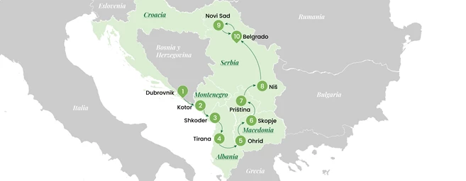 Los Balcanes desde Dubrovnik: Montenegro, Albania, Macedonia y Serbia