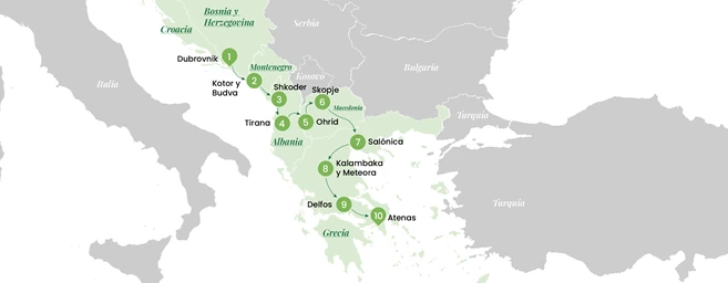 De Dubrovnik a Atenas en 17 días