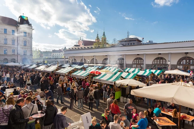 Mercado Ljubljana viaje a Eslovenia