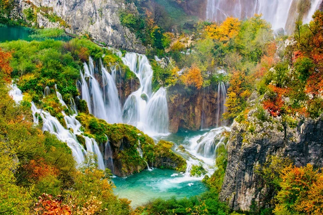 Plitvice lakes of Croatia - national park in autumn