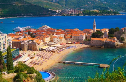 view to the Old Town od Budva in Montenegro