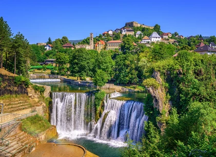 Jajce town in Bosnia and Herzegovina, famous for the beautiful Pliva waterfall