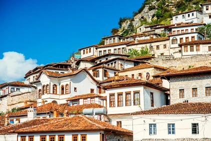 Houses in city of Berat in Albania, World Heritage Site by UNESCO