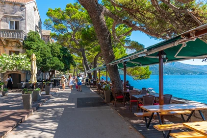 Korcula, Croatia - View of seaside promenade in the old town of Korcula, Croatia