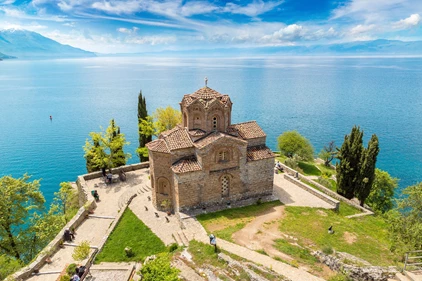 Jovan Kaneo church in Ohrid in a beautiful summer day, Republic of Macedonia